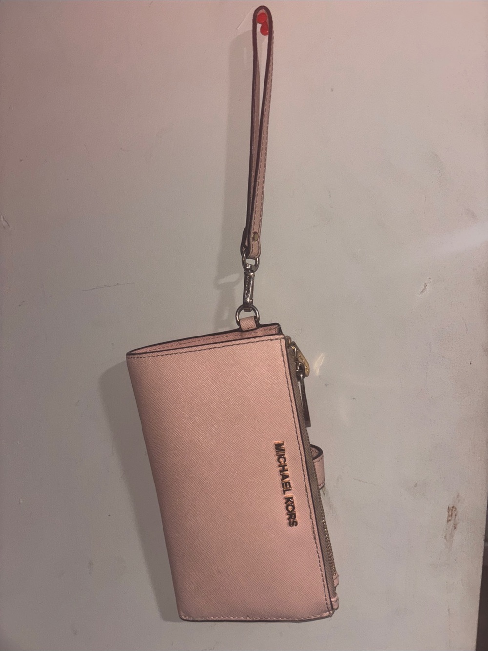 Michael Kors Blush Pink Leather Wristlet Clutch